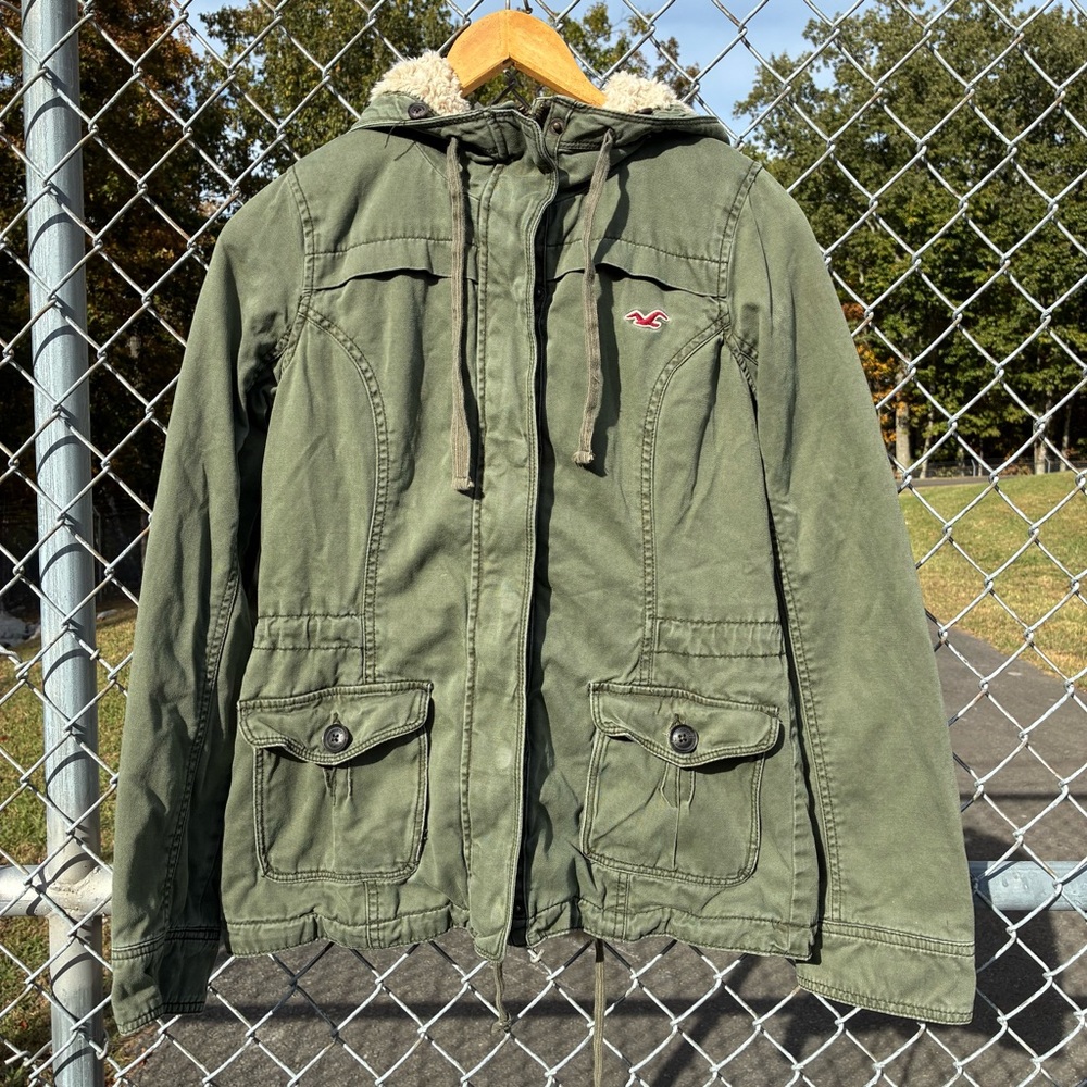 Y2K Hollister Olive Military Green Bomber Jacket